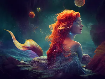 Mermaid in Space graphic design