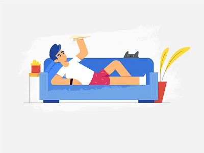 How is your Monday going ? 2d cat character character design digital art flat design graphic design illustration man vector