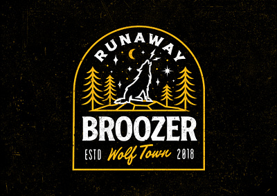 Broozer Runaway Lockup 🐺⚡ adventure badge animal badass badge branding illustration lightning logo logo design nature nature badge style t shirt typography vibes vintage badge wolf wolf badge wolverhampton wolves fc