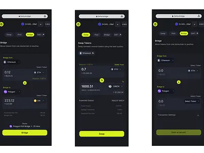 Cross chain swap and Bridge blockchain figma product design ui uiux web 3