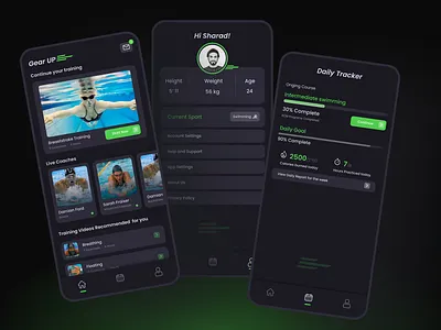 Sports app UI dark sports app ui