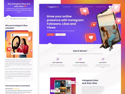 Likes - business card of the site instagram likes messengers social networks telegram ui