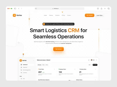 Vertex | Hero Concept admin analytics charts clean crm dashboard dashboard dashboard saas data delivery design hero hero concept landing page logistic logistic company saas shipment simple ui website app