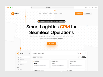 Vertex | Hero Concept admin analytics charts clean crm dashboard dashboard dashboard saas data delivery design hero hero concept landing page logistic logistic company saas shipment simple ui website app