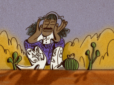 Sad cowboy art brush character gradient illustration noise ps texture