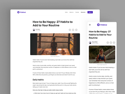 FitMind- Blog agency best landing page design blog blog details page blog page blog ui figma fitness fitness blog freelancer landing page landing page design ui design ui ux uidesign ux web website design