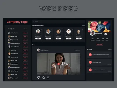 Web Social Feed feed social social feed social media ui ui desing visual design web