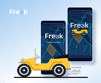 iOS App | Freak animation car collaborative custom maps figma free free parking collab app launchscreen animated maps mobile parking ui ux yellow