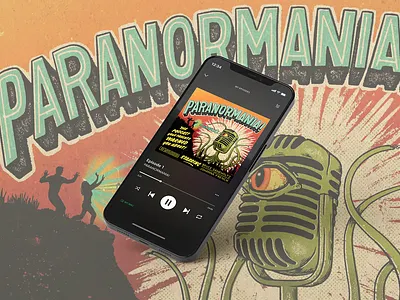 PARANORMANIA! Podcast Artwork hand lettering illustration monster podcast poster procreate retro scary movie