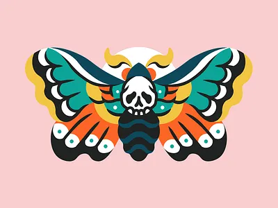 Death's Head Moth deaths head design flat illustration minimal moth skull vector