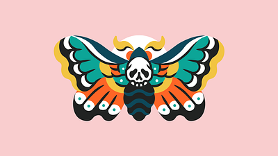 Death's Head Moth deaths head design flat illustration minimal moth skull vector