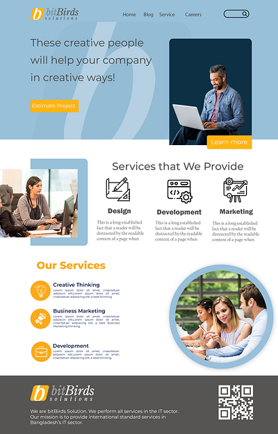 Website landing page concept design. design landing page ui ux webdesign