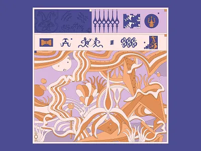 Mirage abstract illustration abstract landscape blue color palette colorful desert design graphic art graphic illustration grid illustration illustration art landscape illustration mirage symbols vector vector art vectorart