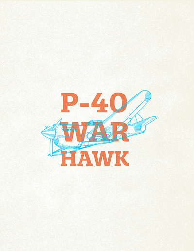 P-40 Warhawk Airplane Illustration aircraft airplane fly graphic graphic design illustration photoshop poster texture typography vintage