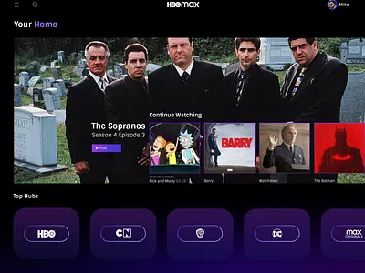 HBO Max Home Ui Redesign design ui ux