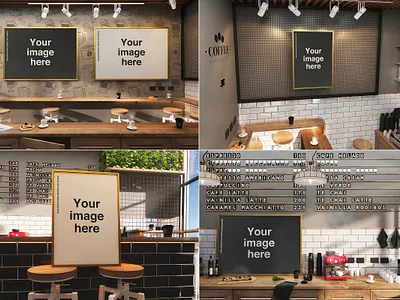 Coffee House Poster Mockups breakfast brunch cafe coffee design digital horizontal house light mockups morning photography poster print psd sun vertical