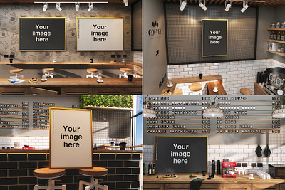 Coffee House Poster Mockups breakfast brunch cafe coffee design digital horizontal house light mockups morning photography poster print psd sun vertical