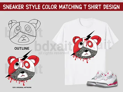 Sneaker Style Color Matching T-shirt Design artwork bearface beartshirt drawn graphic illustration matching nikejordan original shirt sneaker sneakers style tee teedesign tshirtdesign