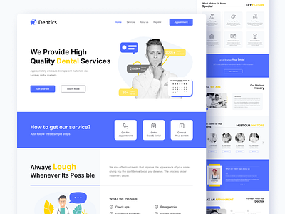 Dental Clinic Landing Page clinic landing page daily design dental clinic free design free download free template free ui freebie landing page design medical ui ui uiux user interface web element web template