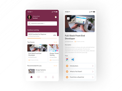 E-Learning App app course design education learning minimal ui ux