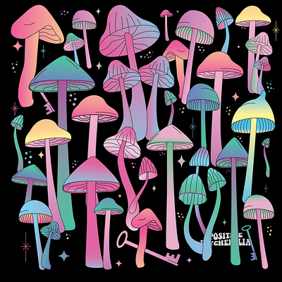 Psychedelic Mushroom Apparel Design apparel design illustration mushroom mushrooms mycology neon psychedelic shroom shrooms t shirt tees tshirt