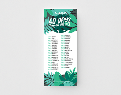 40 Day Bible Reading Bookmark Design bookmark design branding church design design graphic design print design typography vector