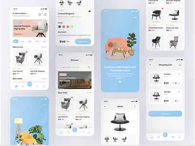 Foornit - Furniture App UI Kit app design design design app furniture furnitureapp mobileapp ui ui ux ui8 uidesign uikit uiux