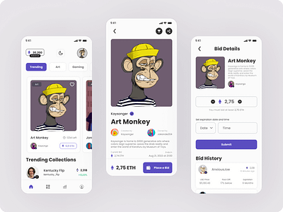 Nefta: NFT mobile application UI design app design ui ux