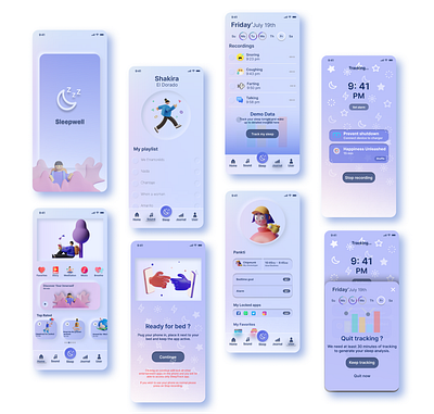 Sleepwell app design figma product design ui user flow ux web design