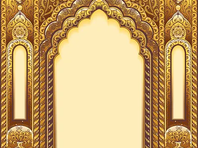 Popular Stock image: Golden Indian ornamented arch. illustration