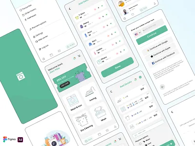Laundry App UI branding design figma graphic design illustration logo mobile app ui ux vector