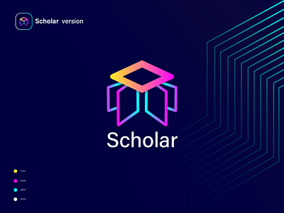 Scholar logo icon colorful icon creative logo design dribbble new logo education gradient graphic design illustration logo modern new design scholar scholar logo icon