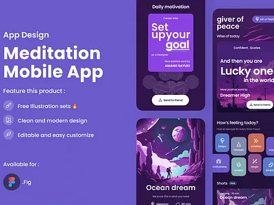 Find Your Inner Peace with a Serene Meditation App UI 🧘‍♀️📱 3d animation branding graphic design logo motion graphics ui