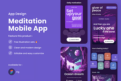 Find Your Inner Peace with a Serene Meditation App UI 🧘‍♀️📱 3d animation branding graphic design logo motion graphics ui