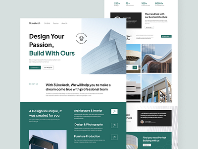 3LineArch - Landing Page Architecture architecture interior landing page ui ui design uiux website