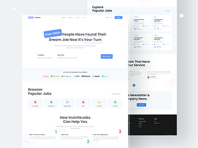 InviniteJobs branding hiring job jobs landing page ui ux website
