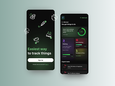 Task manager mobile app app dark mobile mobile app neon task manager ui userinterface ux