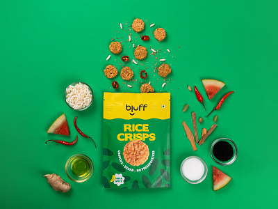 Bluff Snacks Packaging Design branding chips chips packaging design fmcg packaging graphic design healthy snacks healthy snacks design illustration logo packaging snacks typography vector