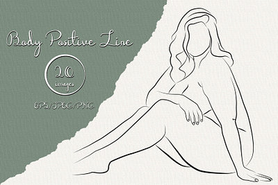 Body Positive Line abstract body eps10 face femele illustration line linear vector woman