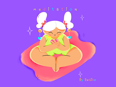 Meditation 2d art character design commercial cute design dream female flat graphic design illustration ipad pro art procreate purple woman