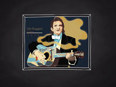 Johnny Cash - Old Rugged Cross artist bible design digital art drawing hymn illustration jesus christ johnny cash legend old rugged cross retro singer song texture vector