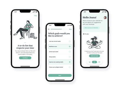 To-do list + Mind health app app design mobile product design typography ui ux