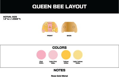 Queen Bee enamel pins branding design enamel pin graphic design illustration merch design merchandise product design typography