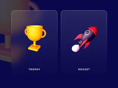 3D icons 3d cup icons rocket trophy ui ui desig uidesign