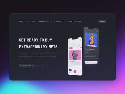 NFT Marketplace — Landing page concept bitcoin blockchain branding coin crypto website cryptoart cryptocurrency doge finance ios landing landing page logo marketplace nft nft marketplace token web design webdesign website