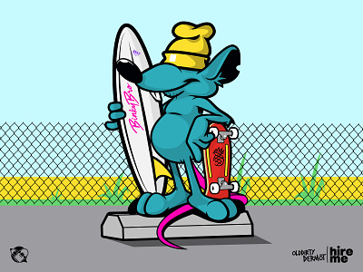 Skate rat! character design graphics illustration rat skate rat skateboarding surf t shirt design tee design vector vector design