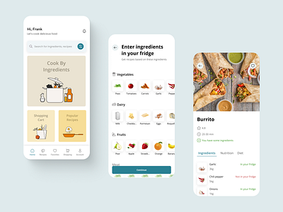 Fridge — Recipes App UX & UI Case Study app cooking cooking app design food food app minimal recipes ui ui design user interface