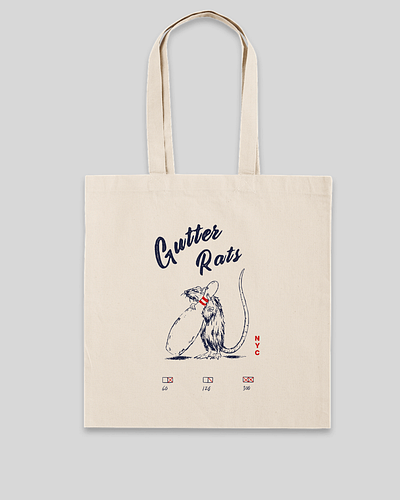 Gutter Rats tote bag bag bowling bowling pin bowling team design gutter rats illustration new york nyc rat rats retro sketch tote vintage