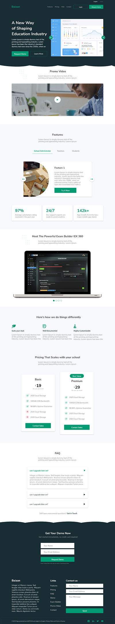 Baiaan Home page education landing web design