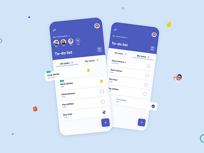 To Do List | Roommates App app app design concept blue app calendar create task design manage tasks mobile profile rommate app to do list ui ui design